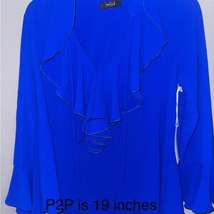 NWT MABEL VIBRANT BLUE RUFFEL Women's Top